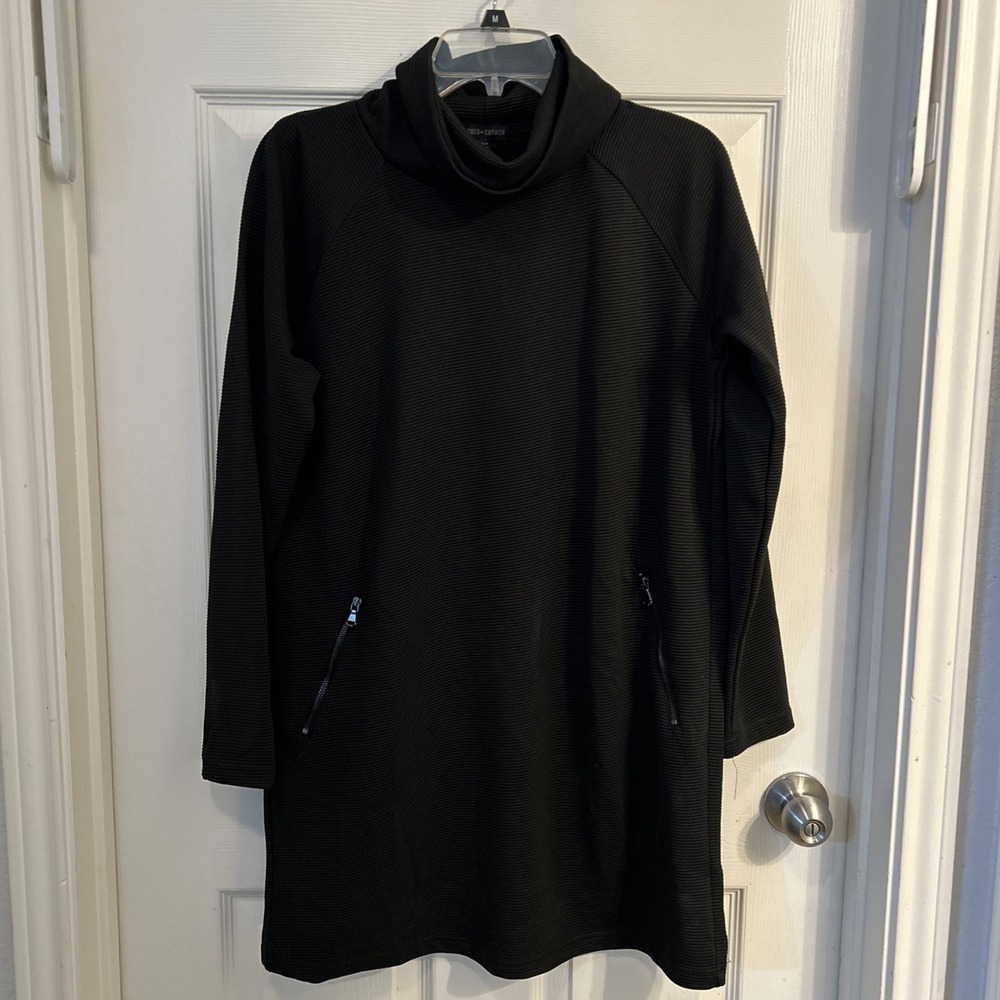 NWT Coco + Carmen Black ALine Long Sleeve Cowl Neck Dress S/M